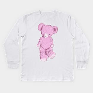 Pink Teddy Bear Kids Long Sleeve T-Shirt